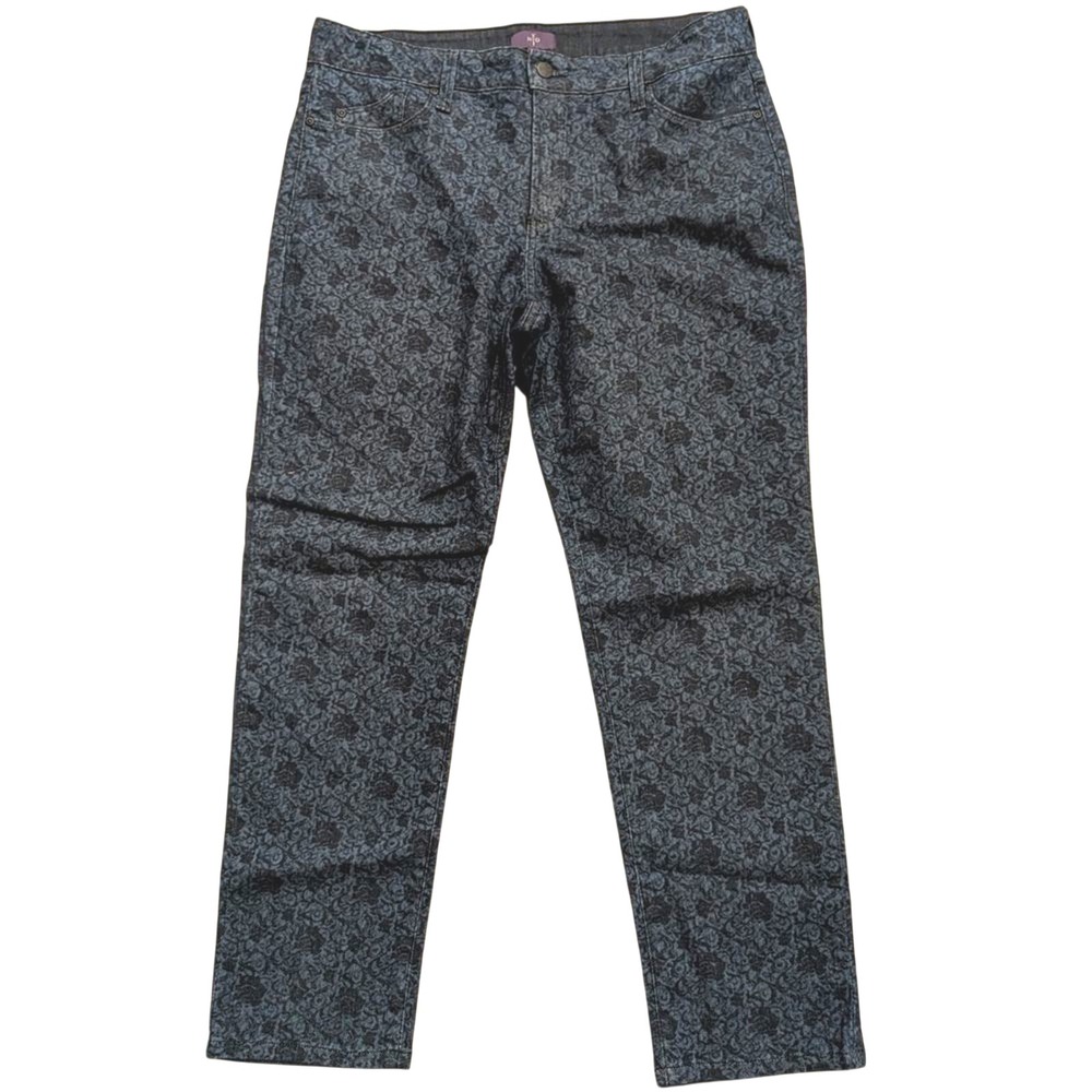 NYDJ Straight Plus 14 Ankle Floral Print Denim Jeans‎ Stretchy Slim Leg